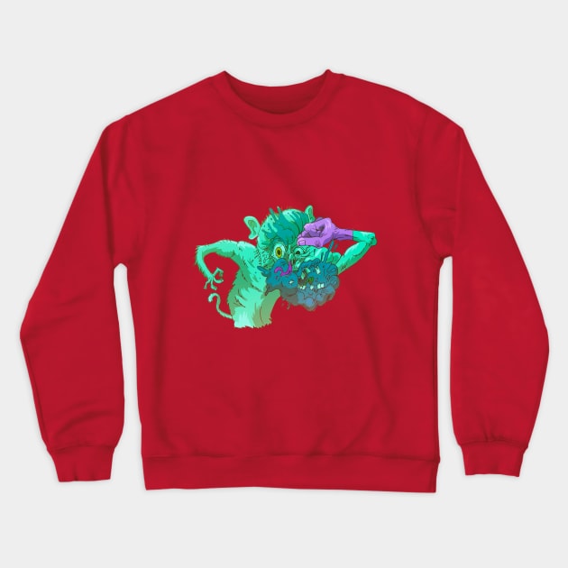 MONKEY PUNCHING HIS OWN FACE Crewneck Sweatshirt by MatheussBerant